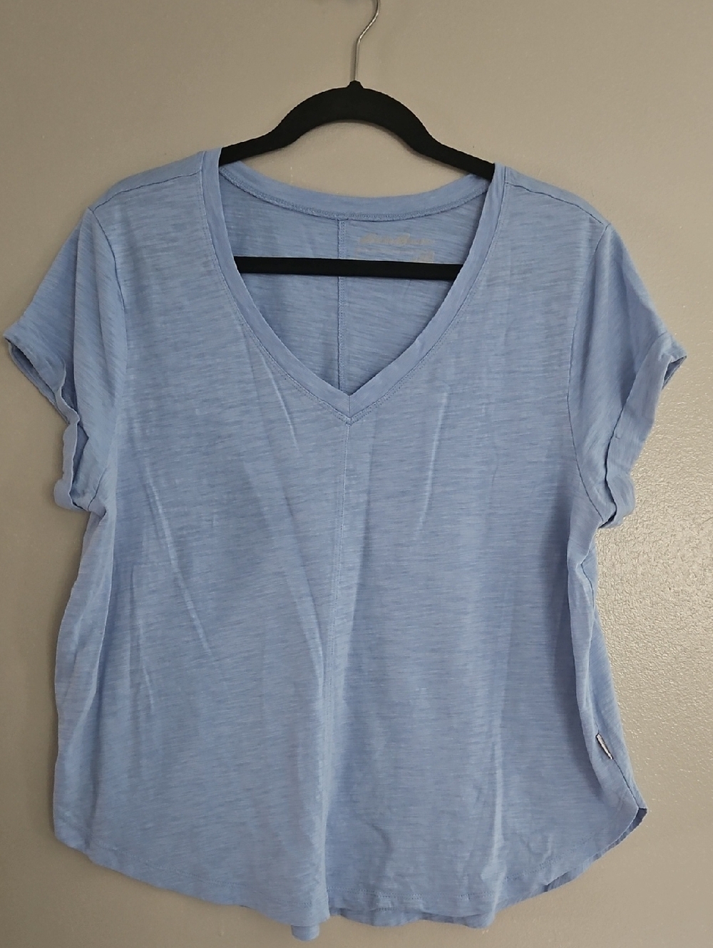 Eddie Bauer Light Blue V-Neck Short Sleeve Tee